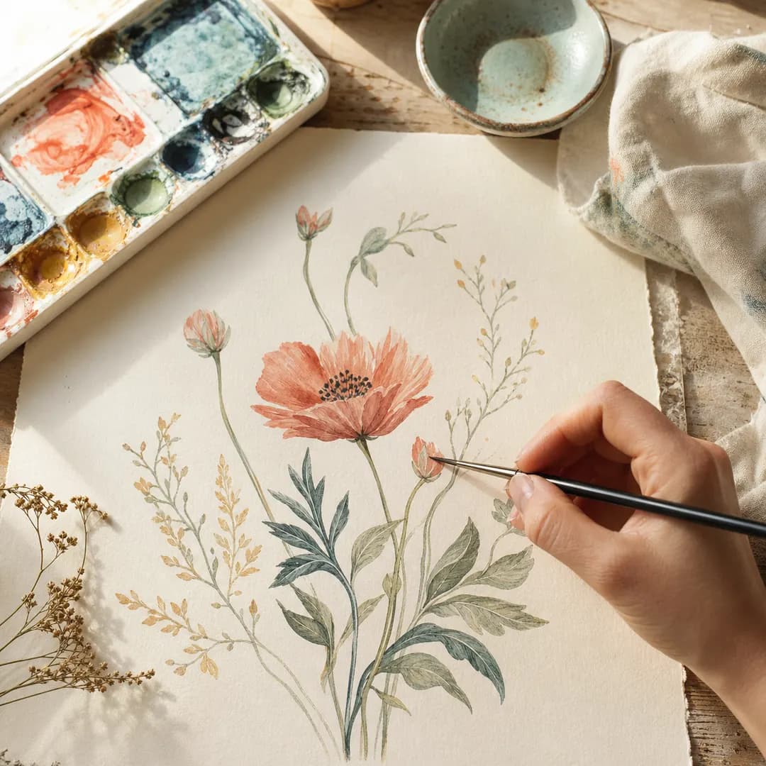 Studio post — hand painting a botanical illustration